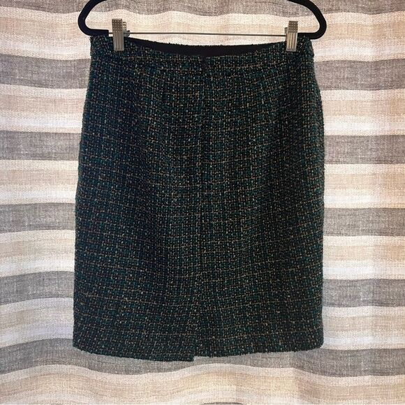 Loft Outlet Black And Teal Tweed Skirt Size 6 - Picture 2 of 10